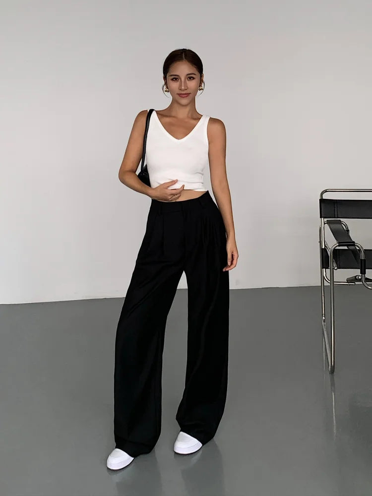 Multicolor High-Waisted Office Suit Pants for Women – Autumn 2025 Wide-Leg Trousers
