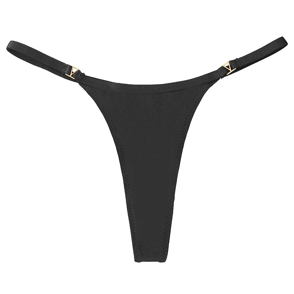 Low Waist G-String Thong – Women's Sequin Decor Cotton Blend Panties Underwear