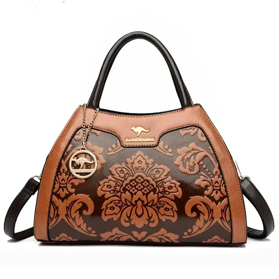 Luxury Print Leather Handbag – Large Capacity Women's Shoulder & Crossbody Bag