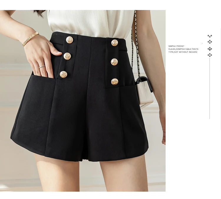 Women's Summer 2025 High Waist Stretch Button-Up Wide Leg Pants – Office & Casual Suit Trousers