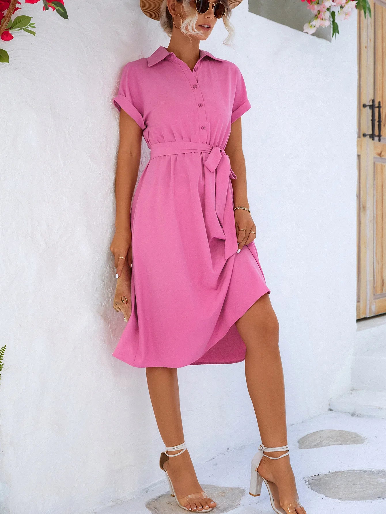Summer Waist-Tie Long Shirt Dress – Elegant Streetwear for Women