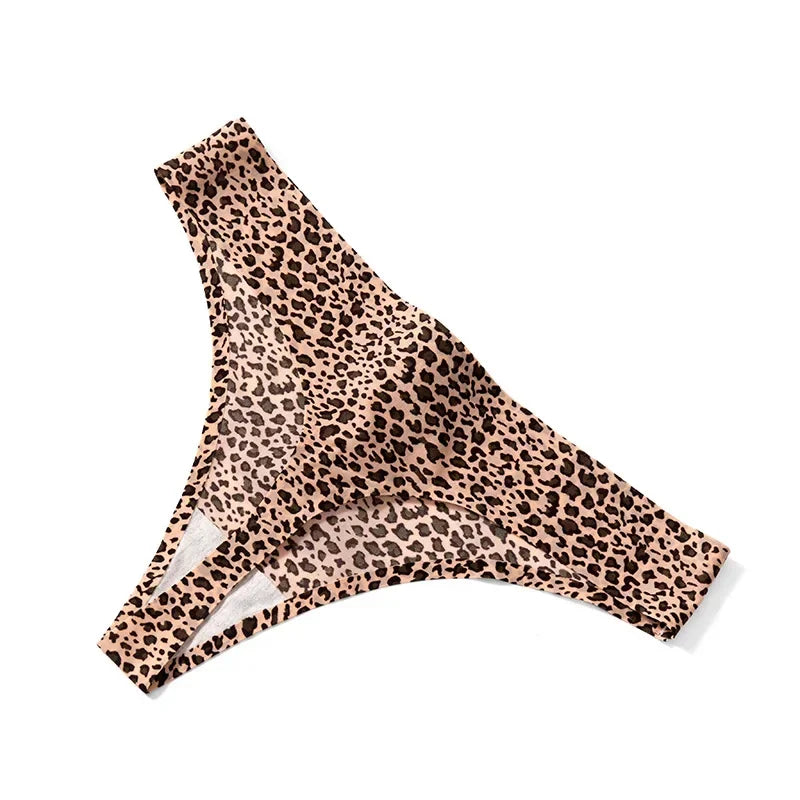 Women’s Low Waist Lace Leopard-Print Panties – Seamless Silk Cotton Underwear