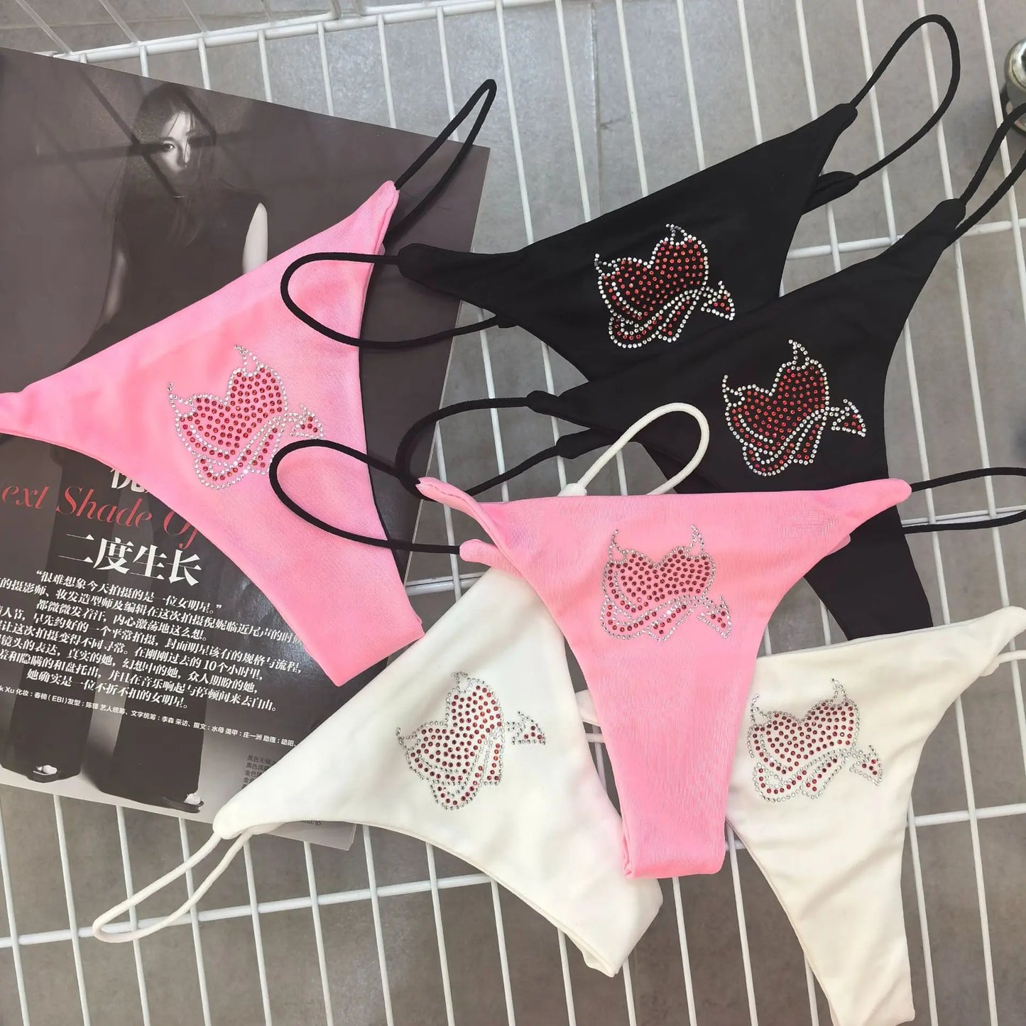 Sparkling Diamond Cotton G-String – Low-Waist Briefs for Women