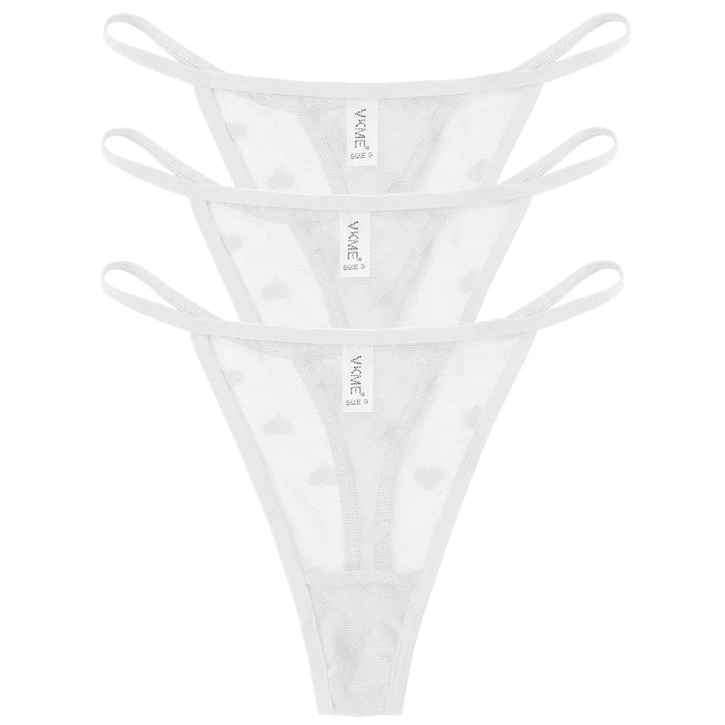 3PCS Lace Sheer Thong Panties - Sexy Low Waist Seamless Lingerie Set