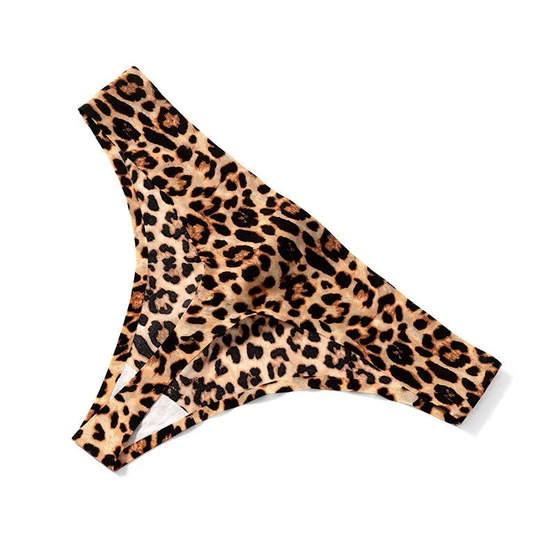 Women’s Low Waist Lace Leopard-Print Panties – Seamless Silk Cotton Underwear