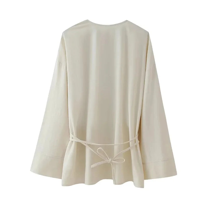 MUJER Kimono Style Summer Blouse – Vintage Y2K Long Sleeve Women’s Top