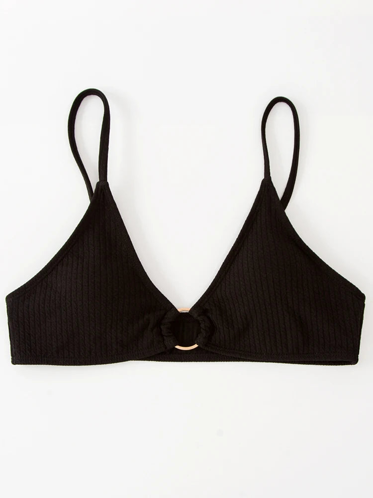 Simple Style Padded Bra Thong Swimsuit – 2025 Summer Collection