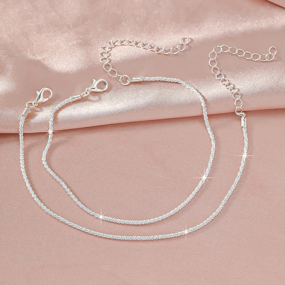 LATS Sparkling Simple Anklet for Women - Gold & Silver Elegant Jewelry