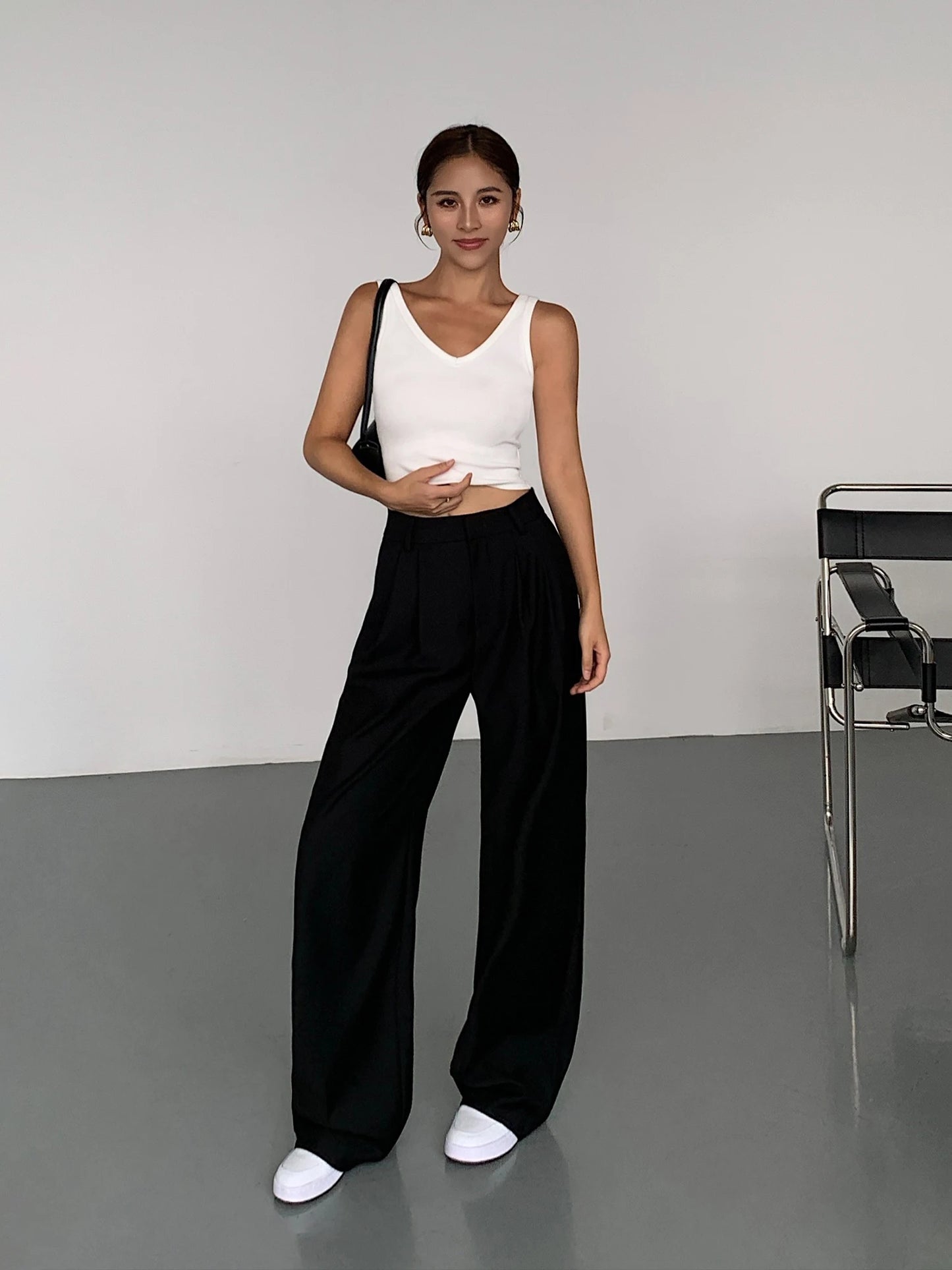 Multicolor High-Waisted Office Suit Pants for Women – Autumn 2025 Wide-Leg Trousers