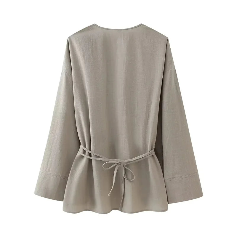 MUJER Kimono Style Summer Blouse – Vintage Y2K Long Sleeve Women’s Top