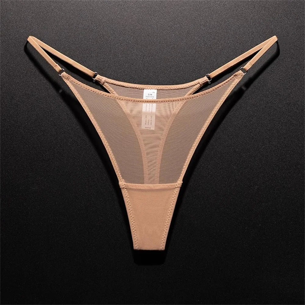 High Slit Women’s Seamless Mesh Thong – Ultra-thin Sexy Transparent Panties