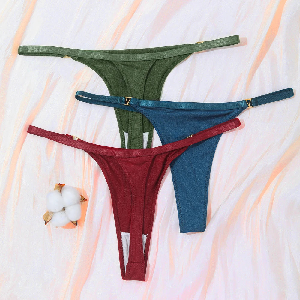 Low Waist G-String Thong – Women's Sequin Decor Cotton Blend Panties Underwear