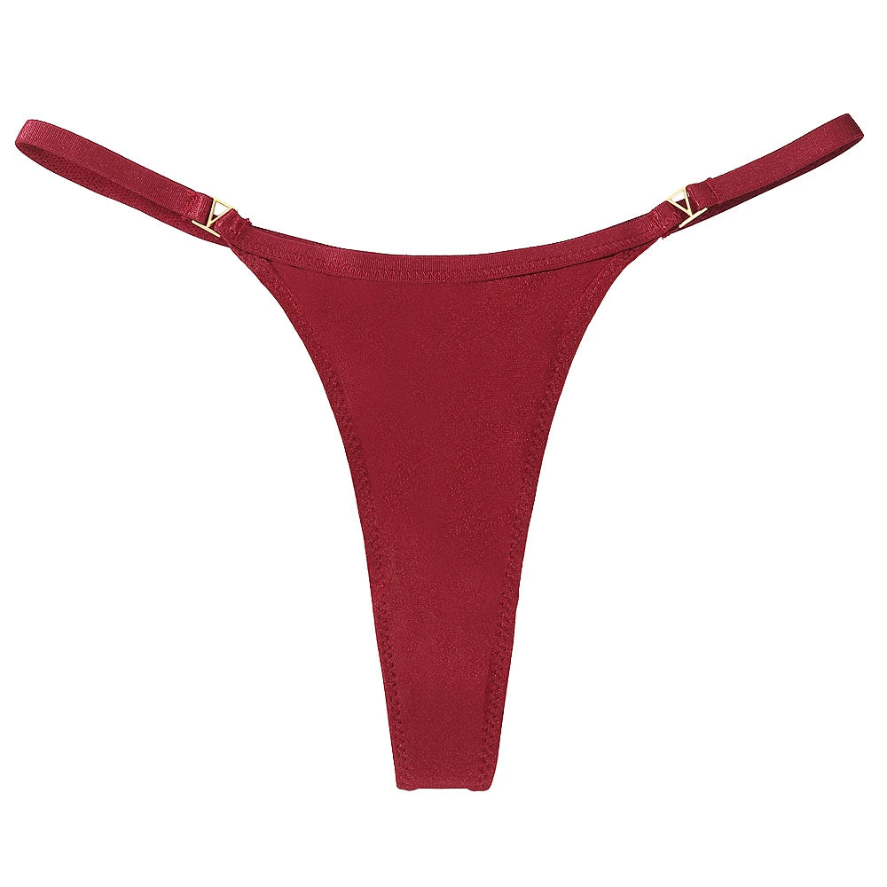 Low Waist G-String Thong – Women's Sequin Decor Cotton Blend Panties Underwear