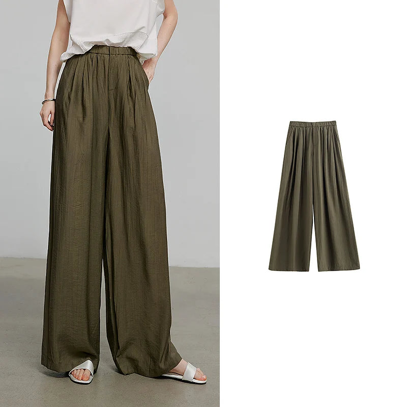 TOYOUTH Women’s Casual Summer Pants – Loose Fit Full-Length Trousers with Elastic Waistband