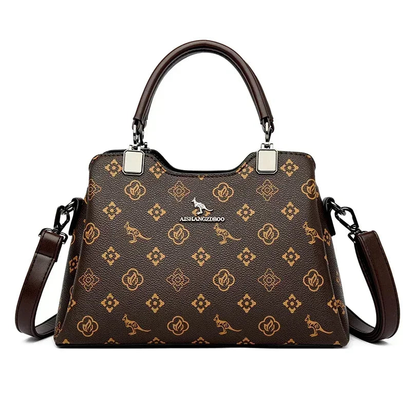 Luxury Print Leather Handbag – Large Capacity Women's Shoulder & Crossbody Bag
