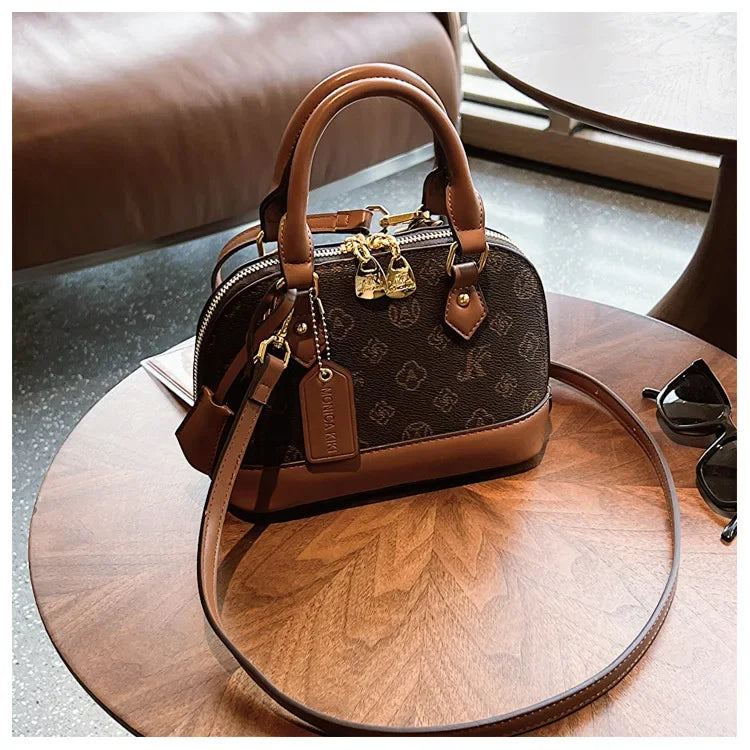 2025 Designer Shell Monogram Handbag – Women’s PU Leather Shoulder & Crossbody Bag