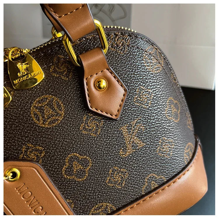 2025 Designer Shell Monogram Handbag – Women’s PU Leather Shoulder & Crossbody Bag