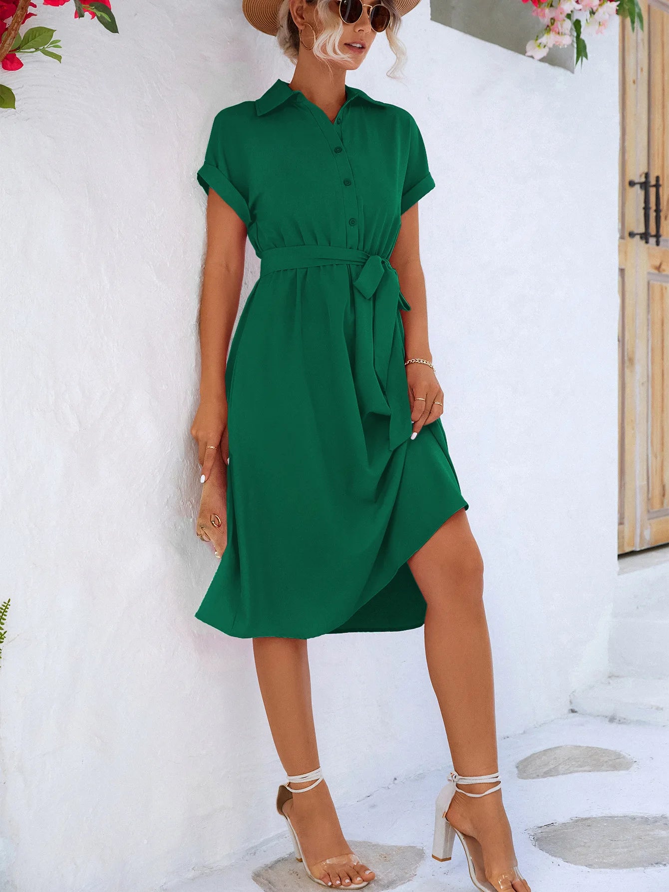 Summer Waist-Tie Long Shirt Dress – Elegant Streetwear for Women