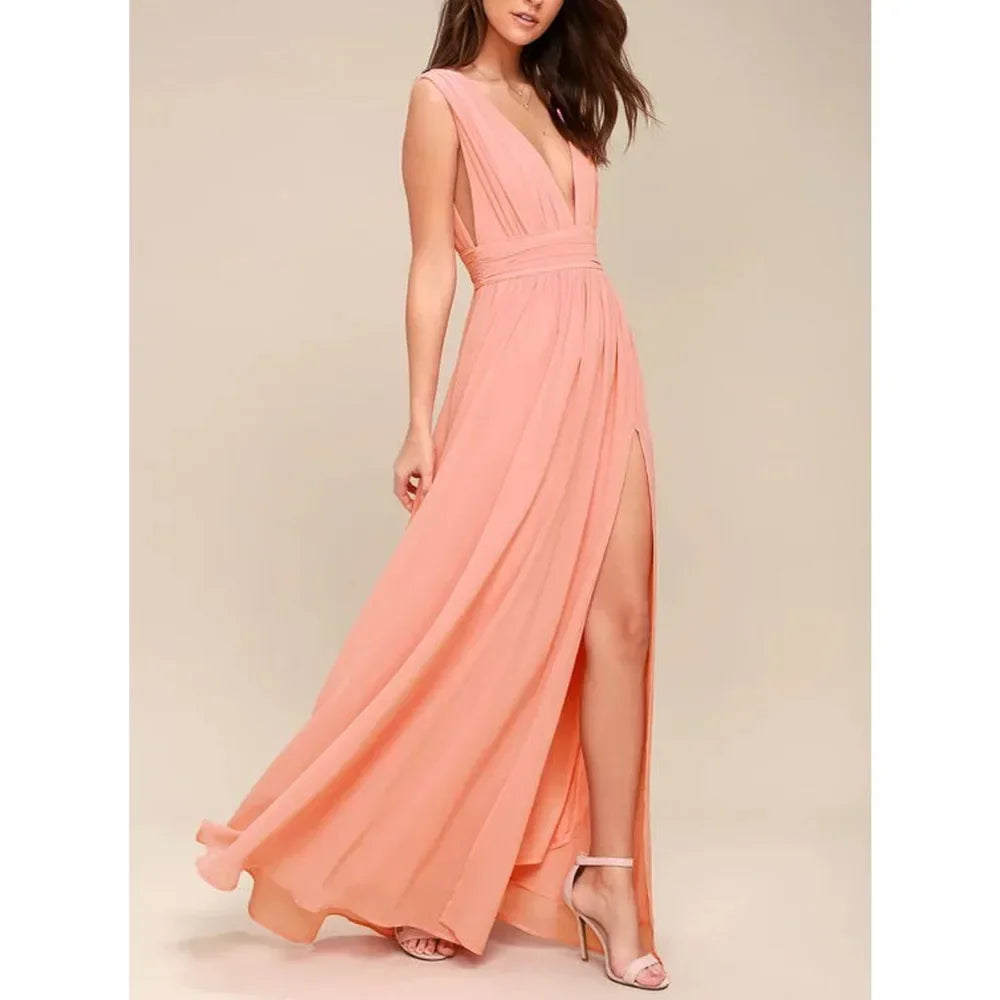 Multicolor Backless Mesh Maxi Dress – Sexy Bodycon Summer Evening Dress for Women
