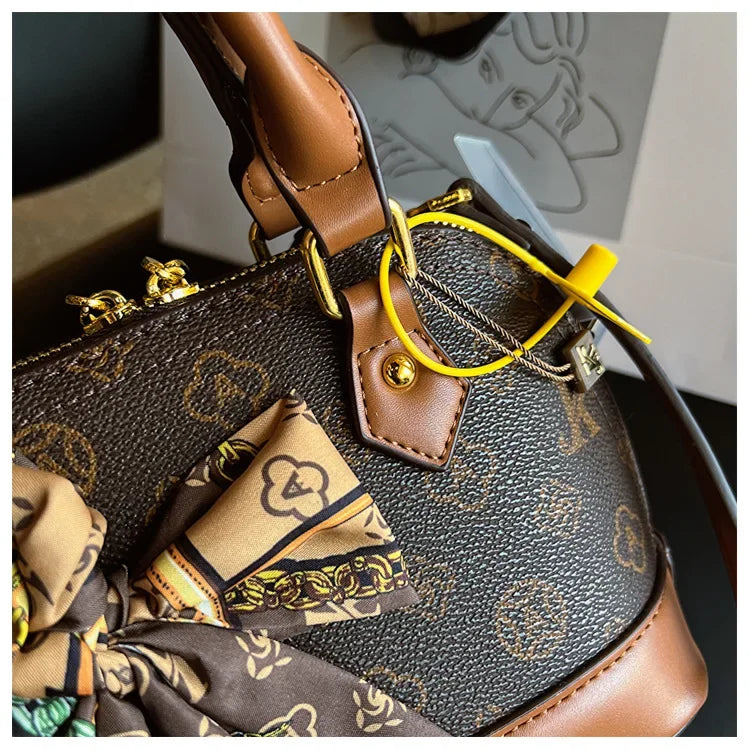2025 Designer Shell Monogram Handbag – Women’s PU Leather Shoulder & Crossbody Bag