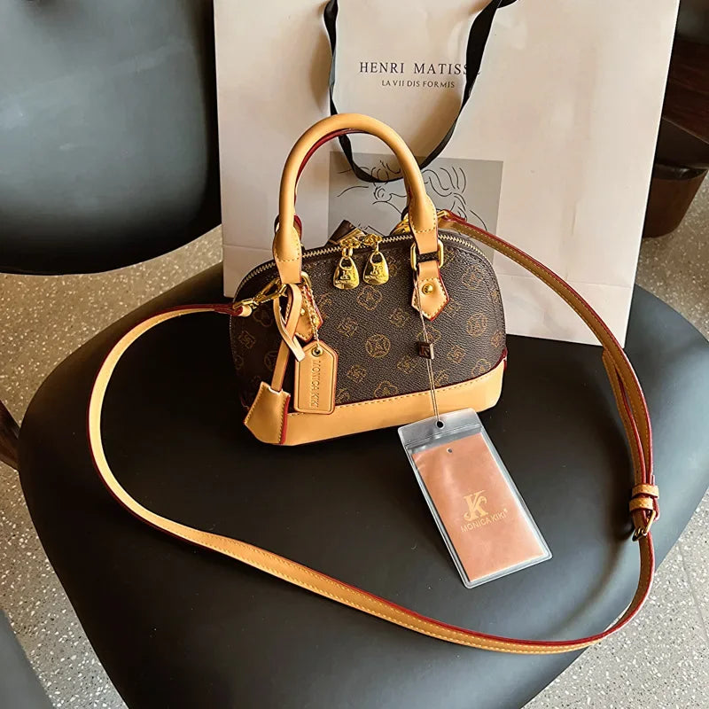 2025 Designer Shell Monogram Handbag – Women’s PU Leather Shoulder & Crossbody Bag