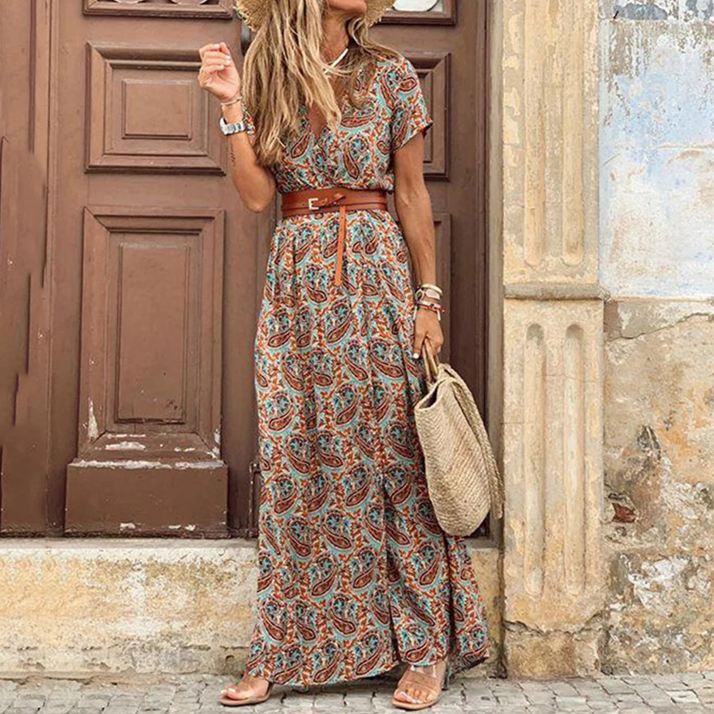 Bohemian Summer Maxi Dress for Women – Sleeveless Ankle-Length Beach Dress 2025