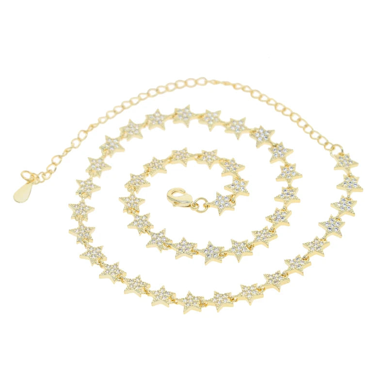 Luxury Tennis Chain Necklace for Women – CZ Star Pendant 2025