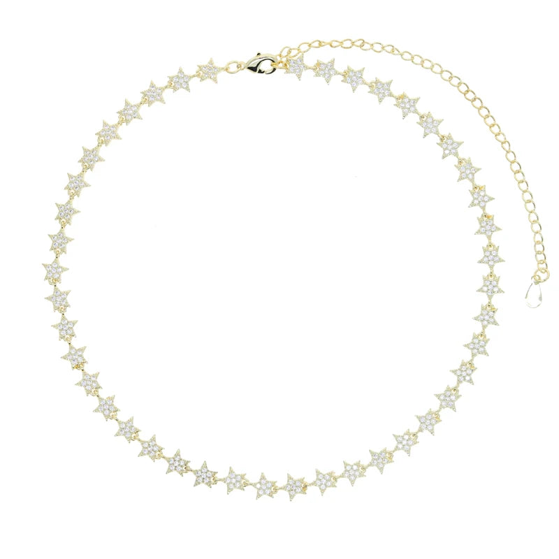 Luxury Tennis Chain Necklace for Women – CZ Star Pendant 2025
