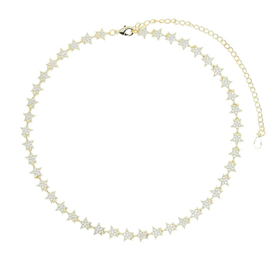 Luxury Tennis Chain Necklace for Women – CZ Star Pendant 2025