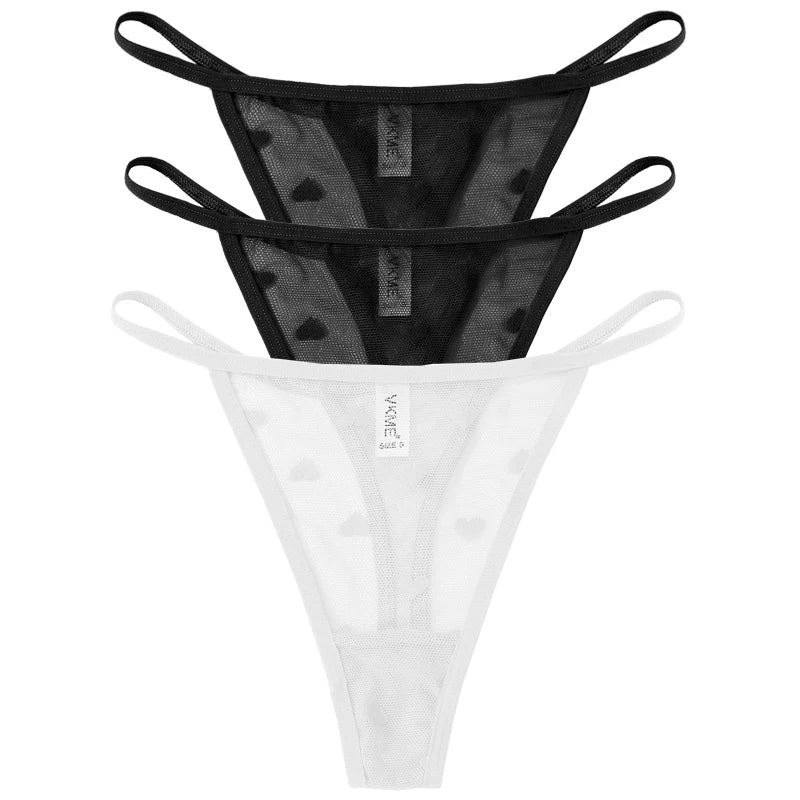 3PCS Lace Sheer Thong Panties - Sexy Low Waist Seamless Lingerie Set