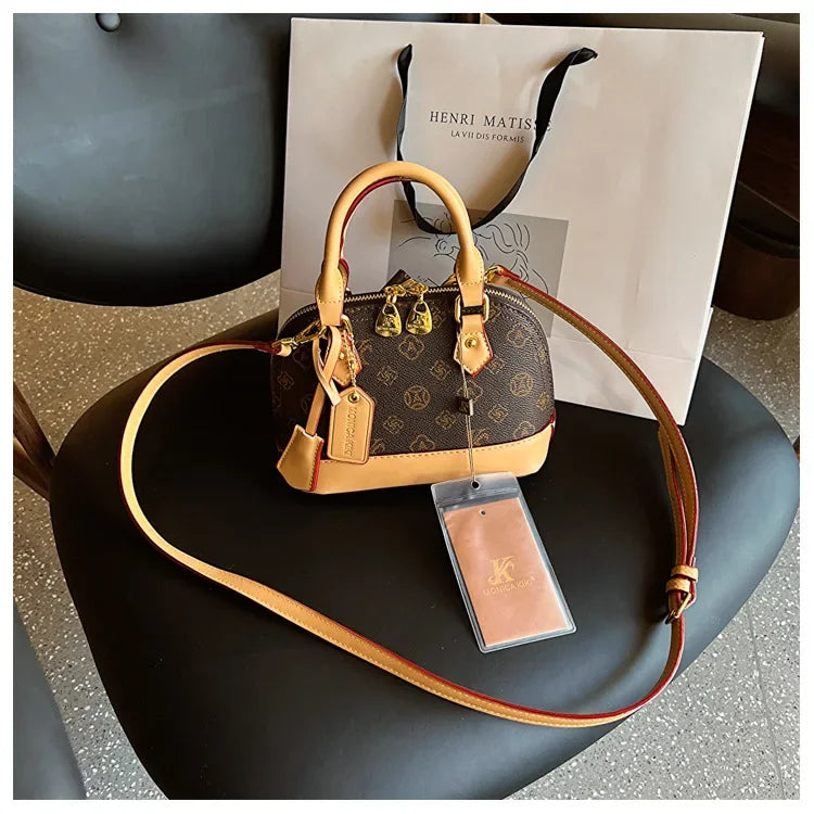 2025 Designer Shell Monogram Handbag – Women’s PU Leather Shoulder & Crossbody Bag