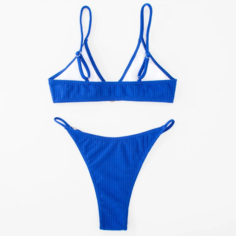 Simple Style Padded Bra Thong Swimsuit – 2025 Summer Collection