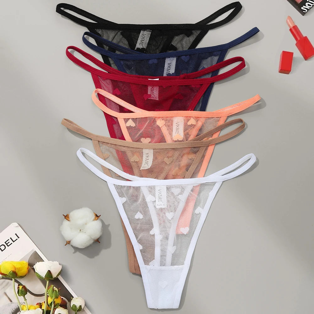 3PCS Lace Sheer Thong Panties - Sexy Low Waist Seamless Lingerie Set