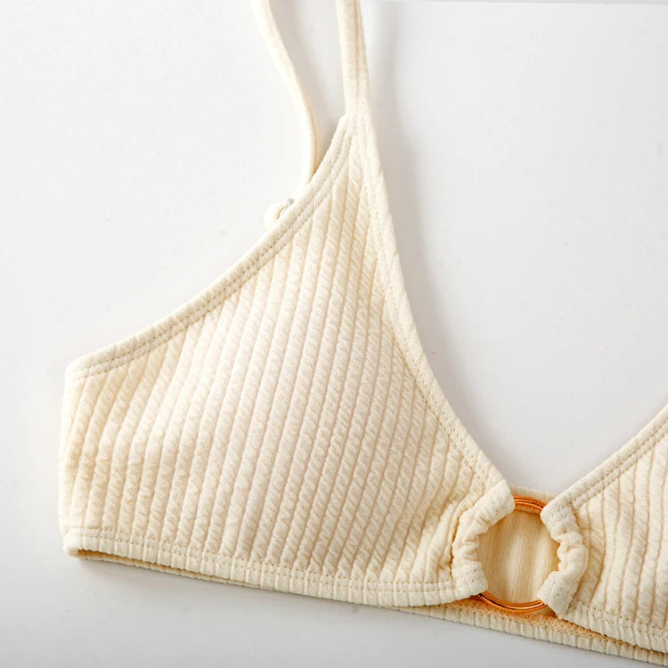 Simple Style Padded Bra Thong Swimsuit – 2025 Summer Collection