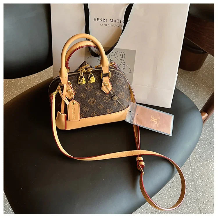 2025 Designer Shell Monogram Handbag – Women’s PU Leather Shoulder & Crossbody Bag