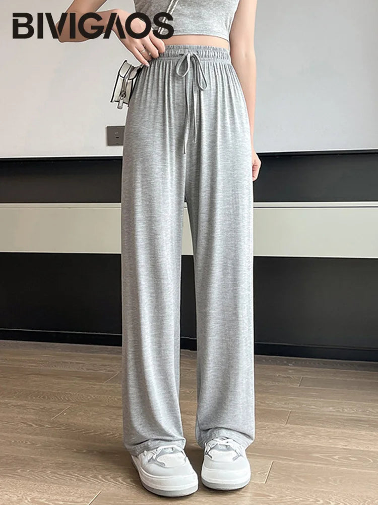 BIVIGAOS Women’s Modal Wide Leg Pants – Lightweight, Elastic Waist, Summer Casual Trousers