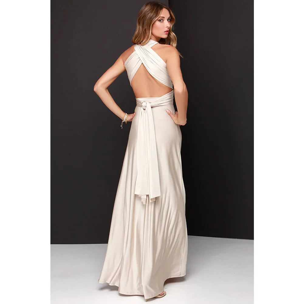 Boho Multiway Backless Maxi Dress – Convertible Bridesmaid & Party Gown