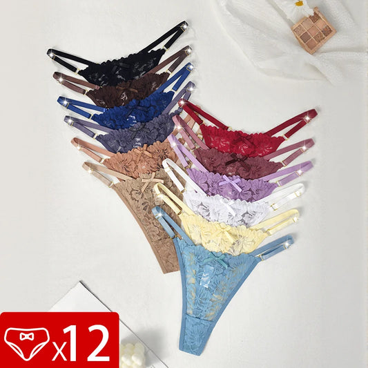 12-Pack Low Rise G-String Thongs – Breathable Women’s Lingerie Set