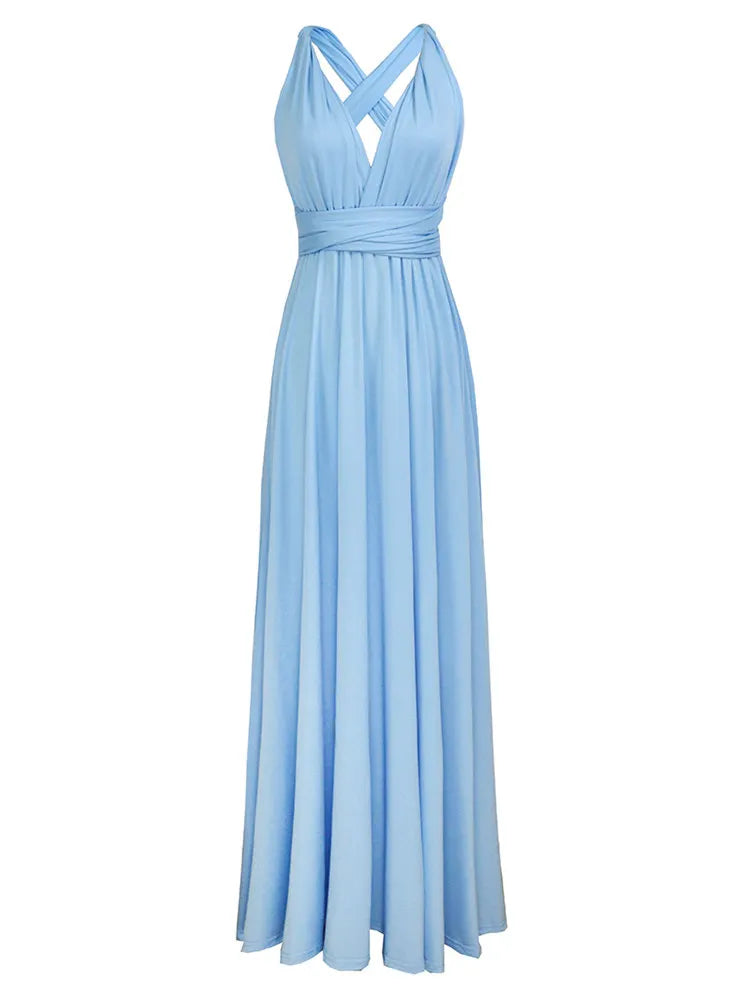 Boho Multiway Backless Maxi Dress – Convertible Bridesmaid & Party Gown