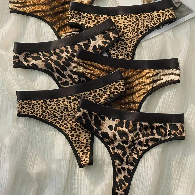 Women’s Low Waist Lace Leopard-Print Panties – Seamless Silk Cotton Underwear