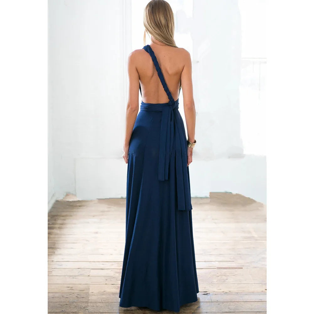 Boho Multiway Backless Maxi Dress – Convertible Bridesmaid & Party Gown