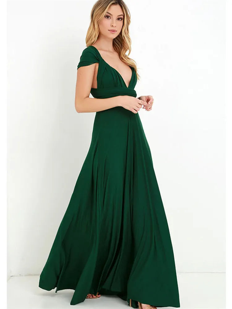Boho Multiway Backless Maxi Dress – Convertible Bridesmaid & Party Gown