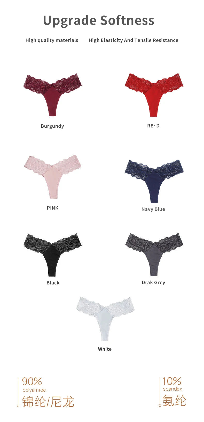 Sheer Lace Mid-Rise Women's Thong Panties - Nylon Knit Underwear, Lingerie Intimates for Ladies | Comfortable Hollow Design