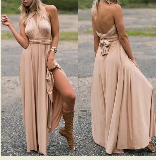 Boho Multiway Backless Maxi Dress – Convertible Bridesmaid & Party Gown