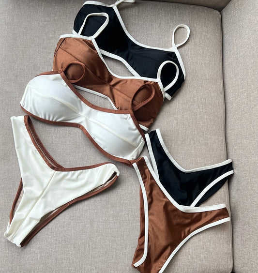 2025 Women's Bikini Set – Bandeau Thong Swimsuit | 2-Piece Swimwear by WAVECIHO