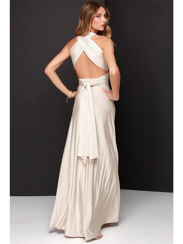 Boho Multiway Backless Maxi Dress – Convertible Bridesmaid & Party Gown