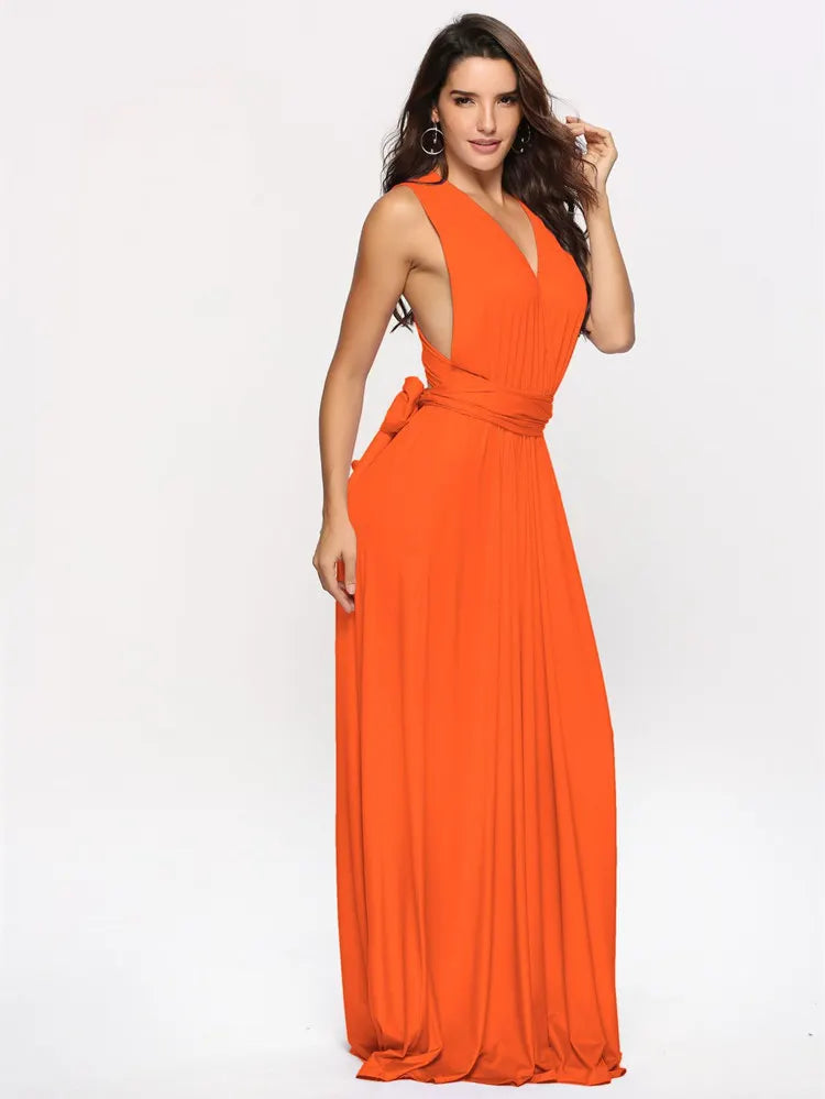 Boho Multiway Backless Maxi Dress – Convertible Bridesmaid & Party Gown