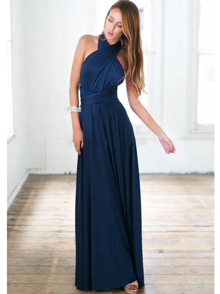 Boho Multiway Backless Maxi Dress – Convertible Bridesmaid & Party Gown
