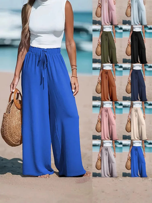 2025 Cross Border Women's Wide Leg Drawstring Pants – Casual & Chic All-Season Comfort