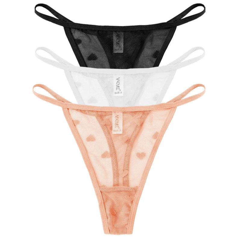 3PCS Lace Sheer Thong Panties - Sexy Low Waist Seamless Lingerie Set